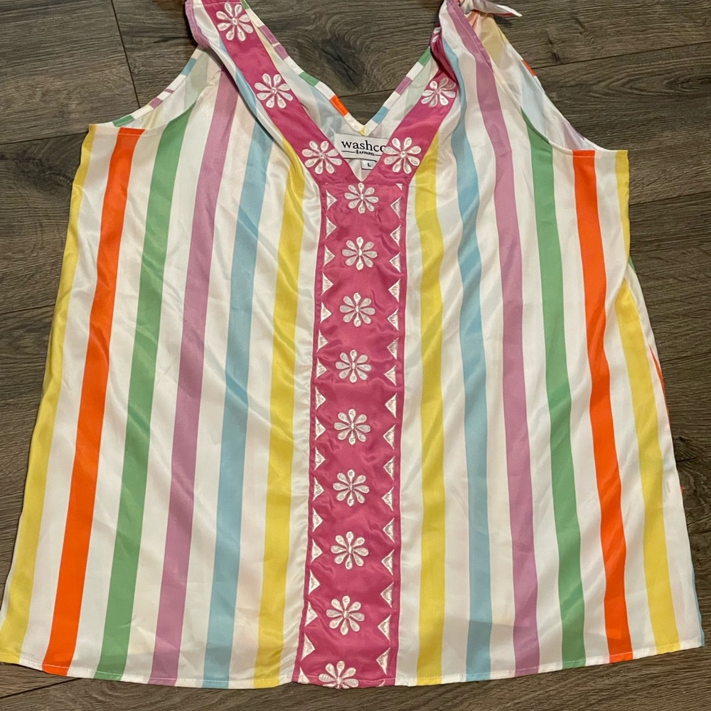 Washco Size L Colorful Striped Sleeveless Top